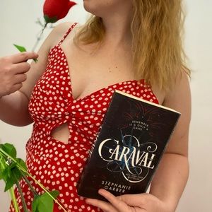 Daisy print red cut-out dress